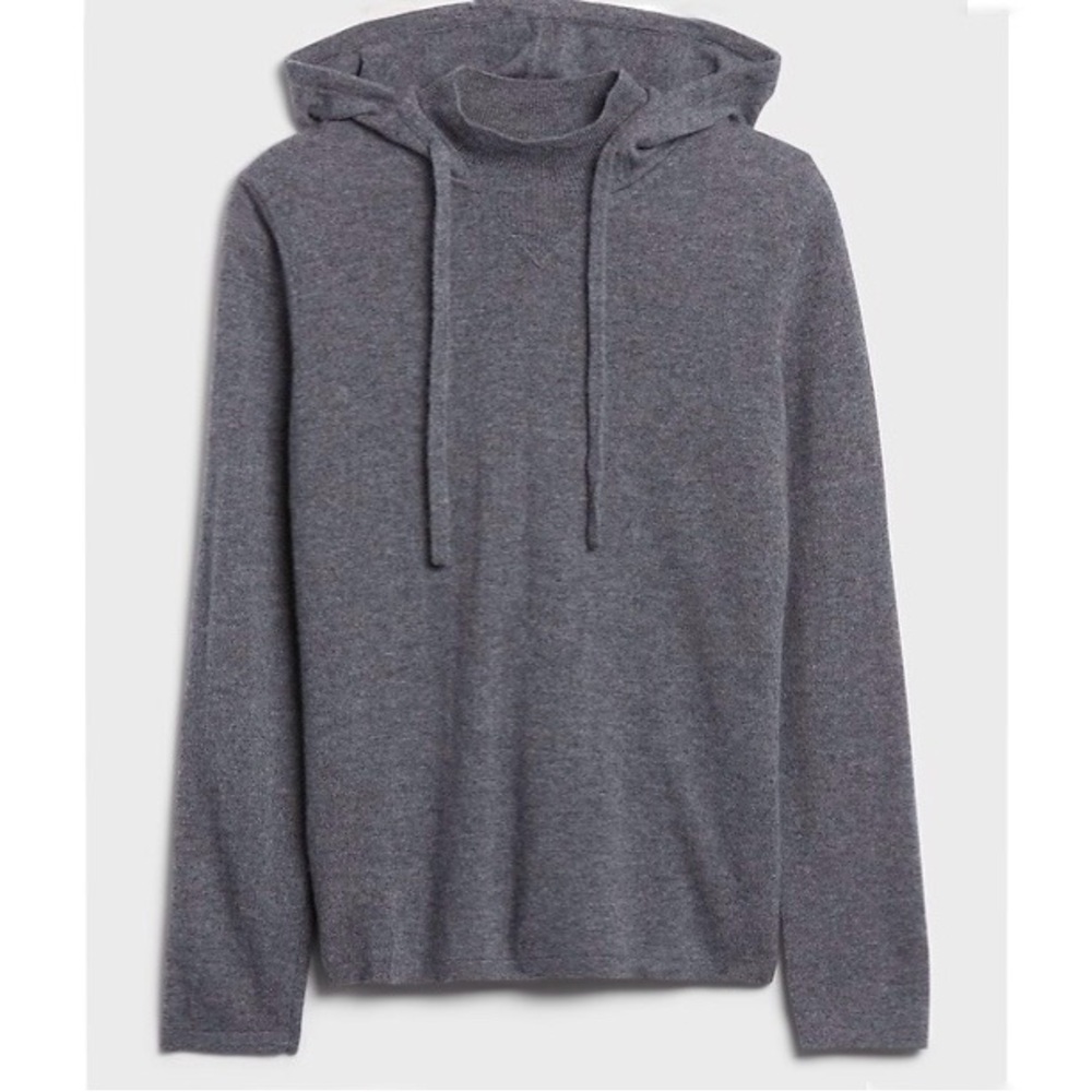 100% Cashmere Banana Republic Heather Gray Hoodie SMALL